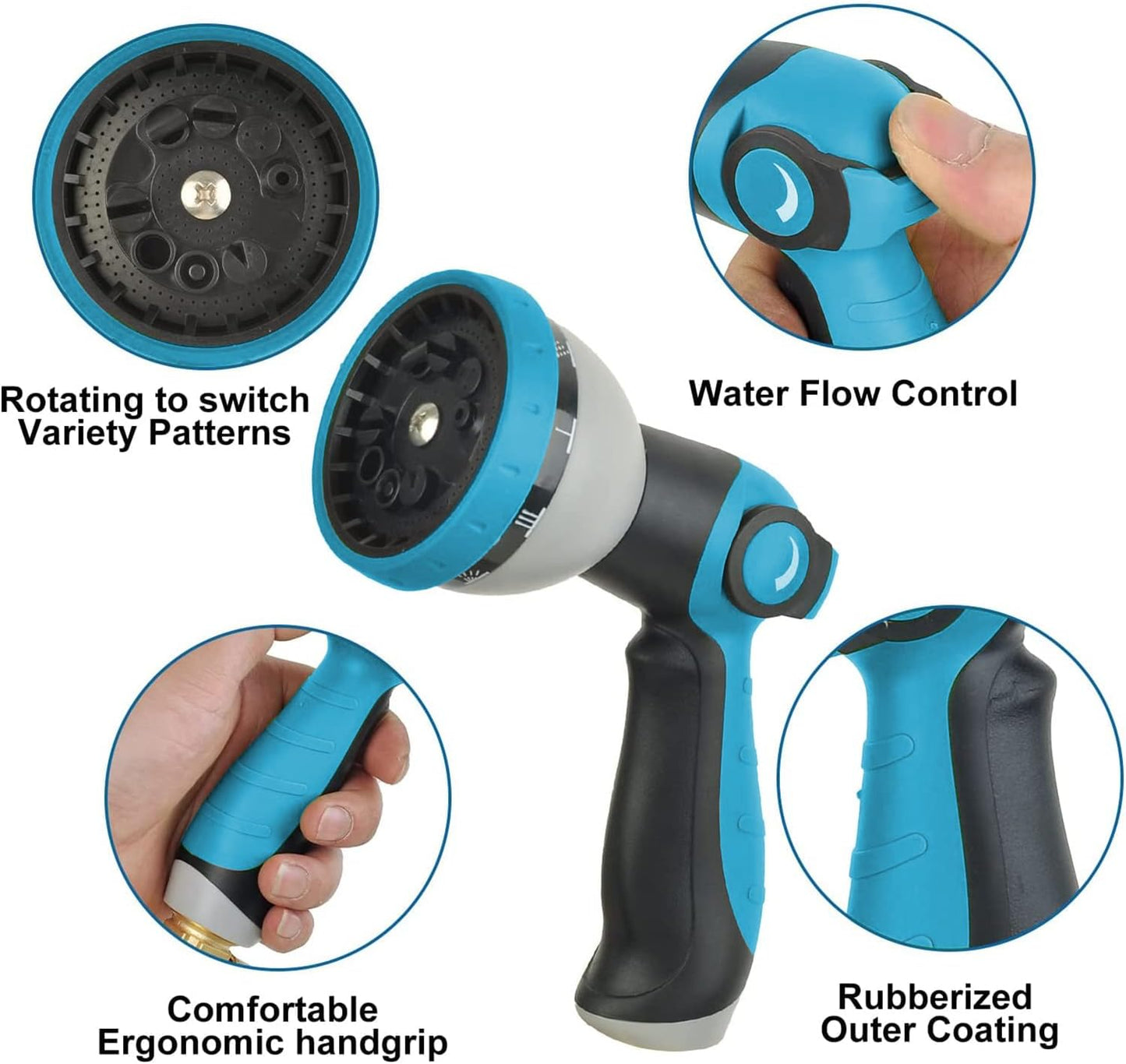 200Ft Non-Expandable Garden Hose, Flexible Water Hose with 10-Pattern Spray Nozzle, Lightweight Hose Pipe, Kink-Free, Leak-Proof, 3/4" Solid Metal Fittings