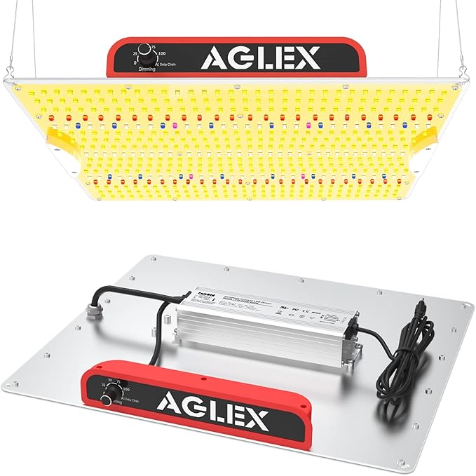 AGLEX 180W Full Spectrum LED Grow Light with UV & IR, 528 LEDs Dimmable, High PPFD, 4x5 ft Coverage, Daisy Chain for Indoor Plant Growing Seeding Starting Veg Flower- K2000
