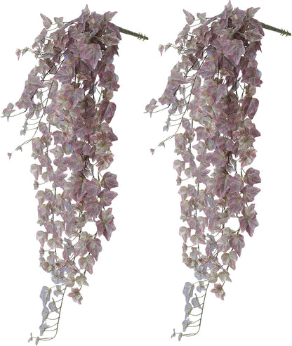RECUTMS 2Pcs Hanging Ivy Garland Silk Faux Plastic Vine Leaves Artificial Wall Plants UV Resistant for Home Wall Bedroom Shelf Garden Wedding Decorations 3.3FT