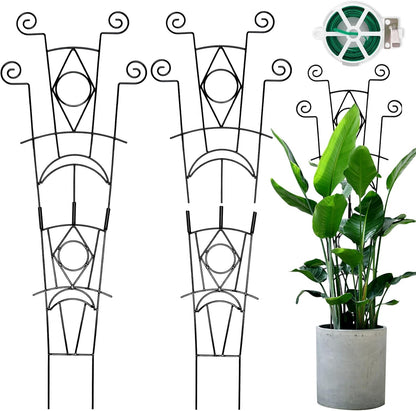 Stackable Metal Trellis for Climbing Plants Outdoor & Indoor - 4 Pack Garden Trellis for Potted Plants, Rust-Resistant Plant Support Stakes for Vines, Flowers - Sturdy Plant Trellis