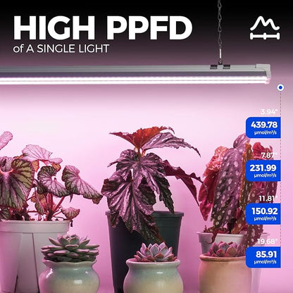 Barrina TX-S60 4FT Grow Light for Indoor Plants, 60W(420W Equivalent), Full Spectrum, High PPFD, Super Bright, Linkable, Grow Lights for Seed Starting, Greenhouse, Vegetables with On/Off Switch 1 Pack