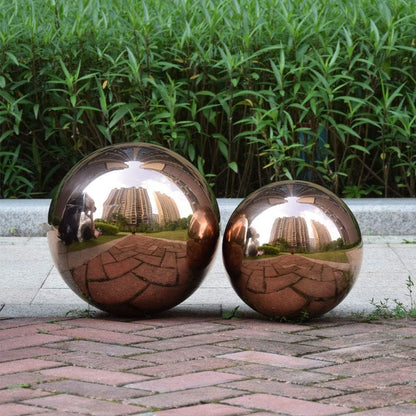 15 inch Diameter Rose Gold Gazing Ball,Rose Gold Stainless Steel Polished Reflective Smooth Garden Sphere Globe Mirror,Colorful and Shiny Addition to Any Garden or Home