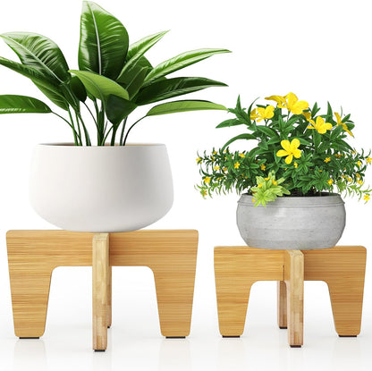 Plant Stand Indoor Outdoor, Plant Holder Sturdy Single Flower Pot Stand Planter Stand Stool Display Decorative for Desktop Counter Room (Natural 2 pack)