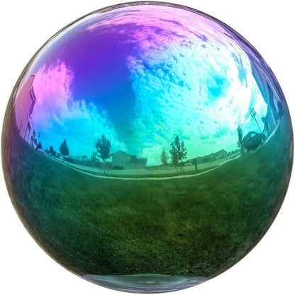 Lily's Home Gazing Globe Mirror Ball in Rainbow Stainless Steel. (8 Inch)