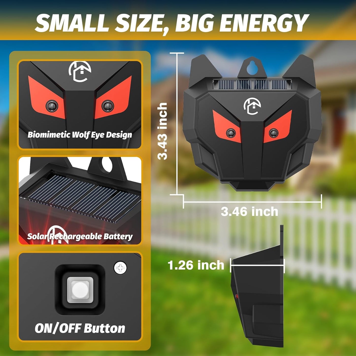 Solar Powered Racoon Repellent Devices with Flashing Lights, Waterproof Coyote Deterrent Device Energy-Efficient Predator Lights for Chicken Coop