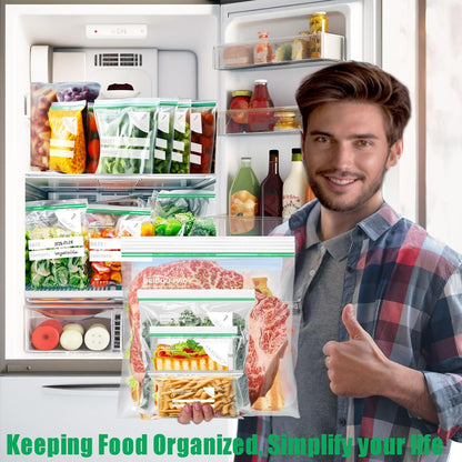 2 Gallon Large Food Storage Freezer Bags, 250 Count | Double Zipper |13" * 15", Freshness Easy Open Reclosable Clear Plastic Bags