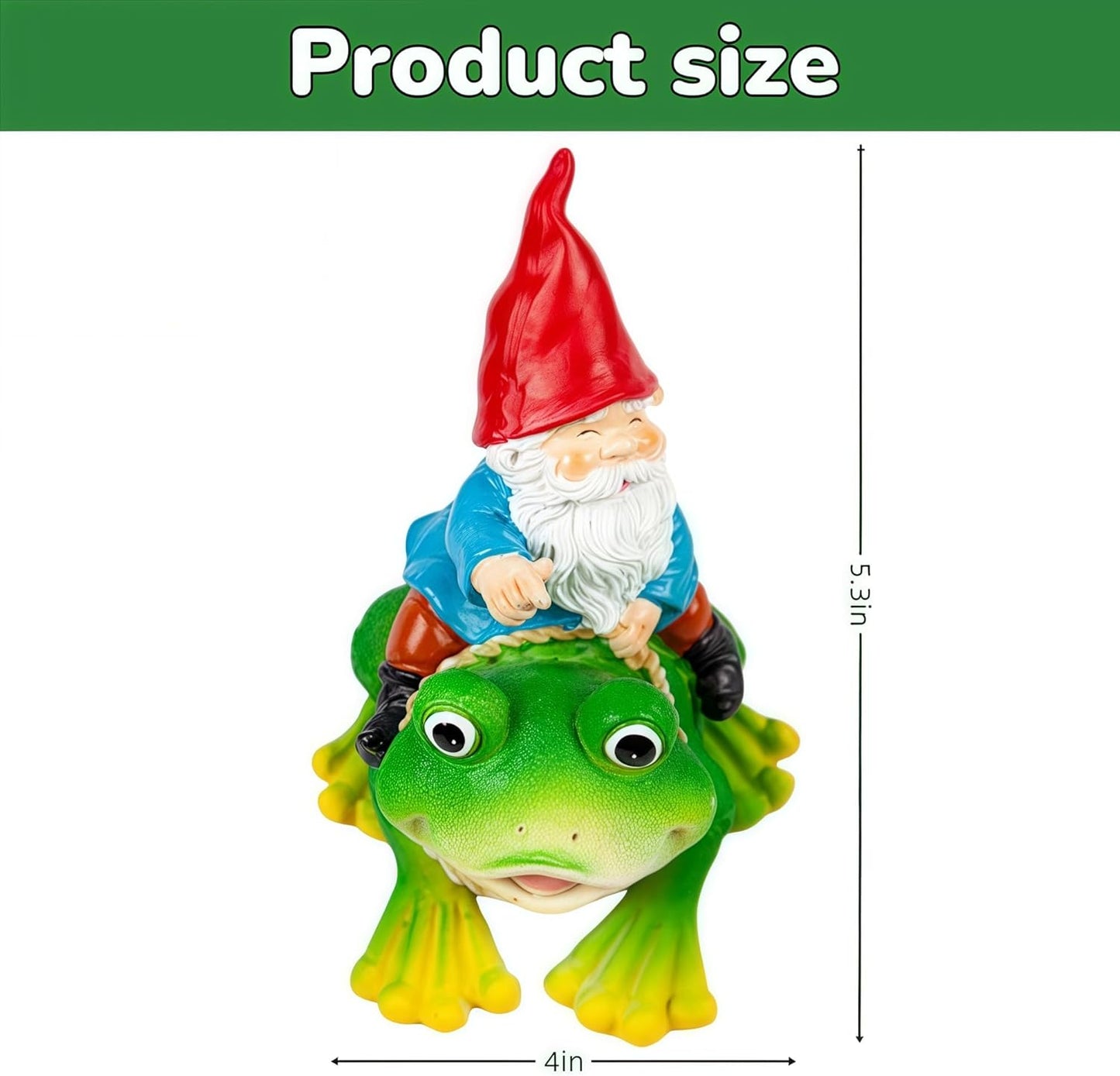 Gnome Riding on Frog Garden Statue Outdoor Garden Frog Statue for Yard Decoration Lawn Ornament Gardening Gifts for Women Mom Grandma