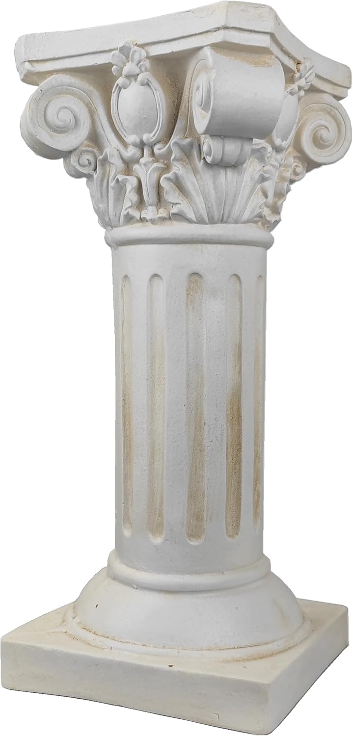 Classical Greek Ionic Order Column with Retro Old Style for Indoor Outdoor Garden Decor or Display Pedestal Pillar Stand for Plants and Sculptures,White