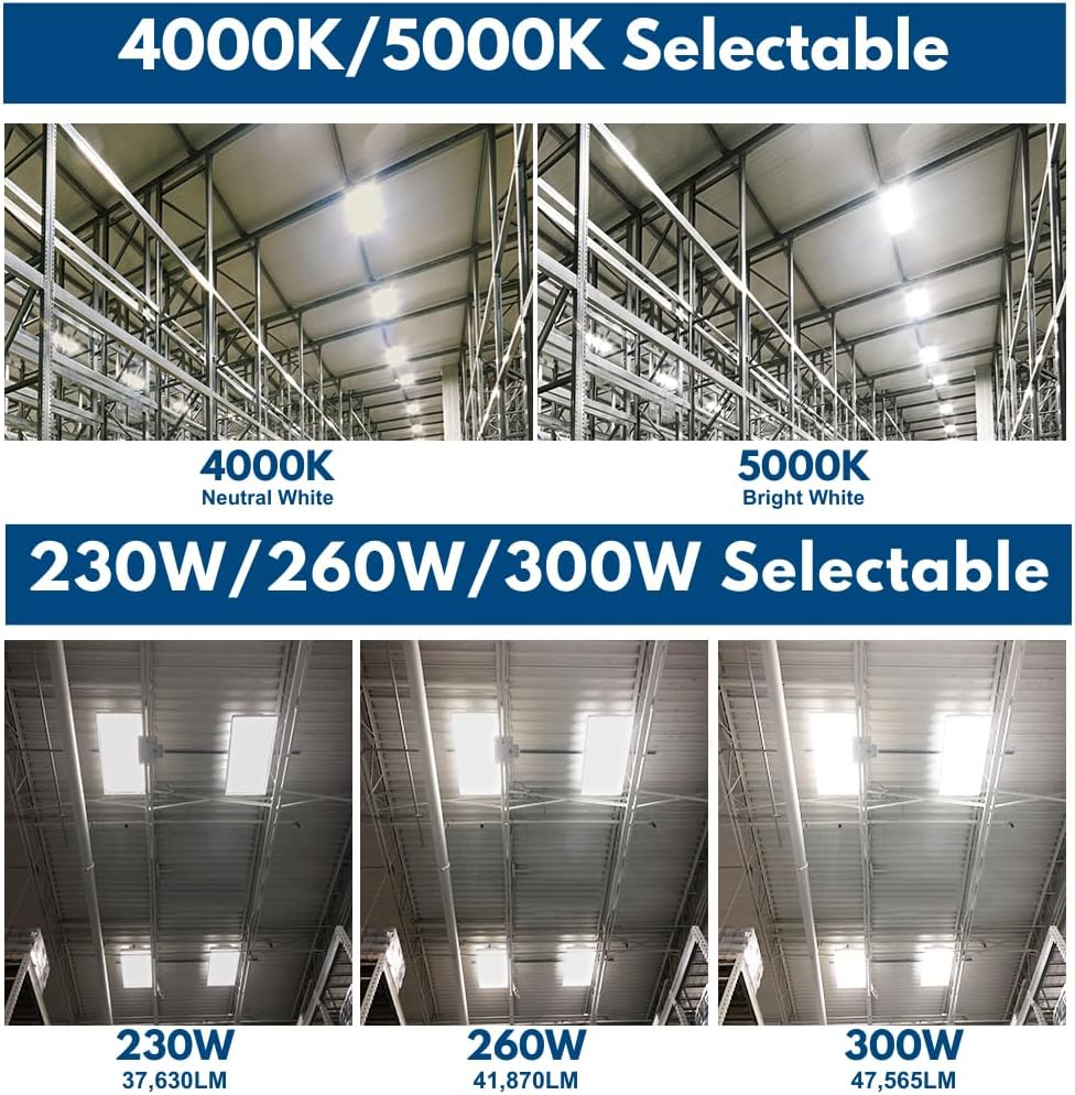 Konlite ALTA LED High Bay Light - 4FT - 300W/260W/230W - 47,500 Lumens - 5000K/4000K Selectable - 120-277V - 1000W Metal Halide Equal