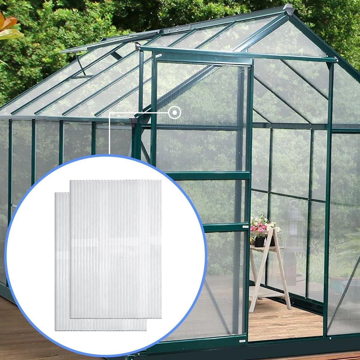 DGSL 14 Pcs Polycarbonate Greenhouse Panels, 4' x 2' x 0.16'' Twin-Wall Panels, Polycarbonate Sheet for All Weather Outdoor Garden and Greenhouse Covering