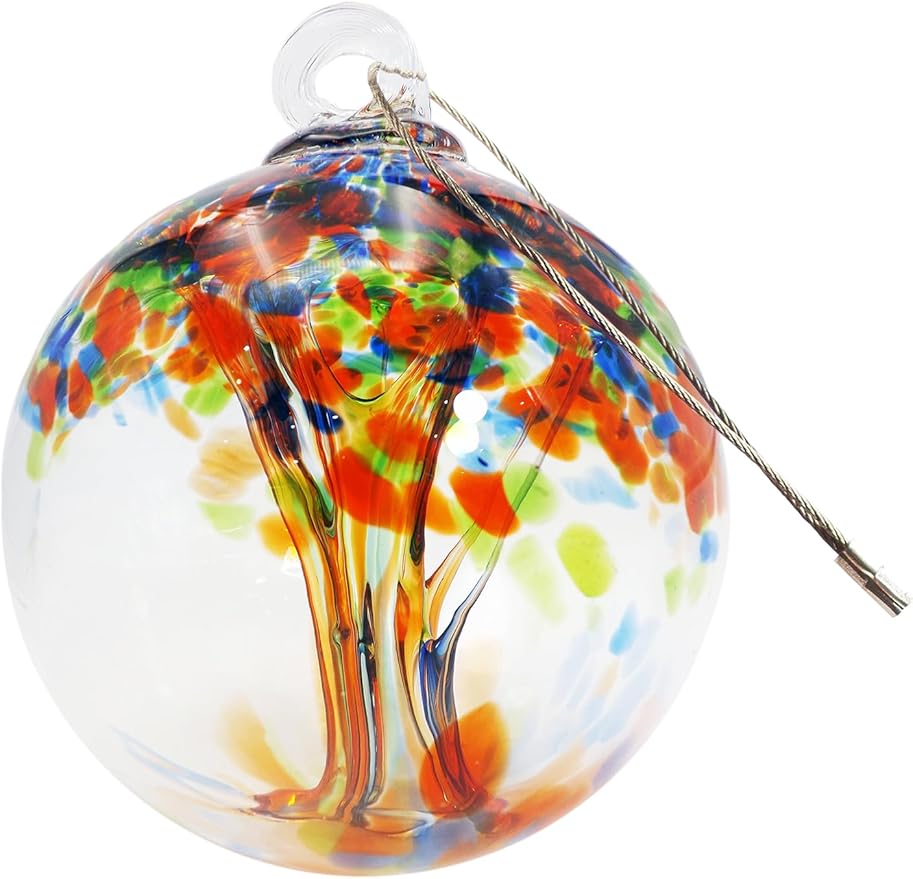 Dale Tiffany Hand Blown Glass, 6" Diameter Royal, Tree of Life Collection, Witch Globe Hanging Garden Indoor/Outdoor Decorative Ornament Gazing Ball