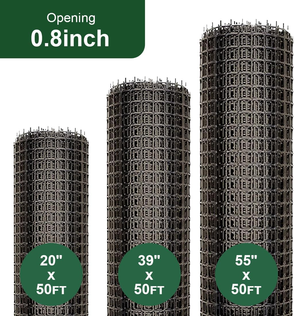 Heavy Duty Plastic Fence Roll 39" x 50' - 0.8x0.8 Inch Chicken Wire Mesh, Reusable Fencing for Garden, Rabbit/Poultry Protection, Balcony & Plant Defense (Black)