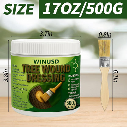Tree Wound Sealer, 500g Tree Wound Dressing Grafting Wax with Brush, Rapid Protective Film Forming Pruning Sealant for Bonsai, Fruit Trees, Plant Repair, Grafting Paste Tree Paint Protection(17oz)