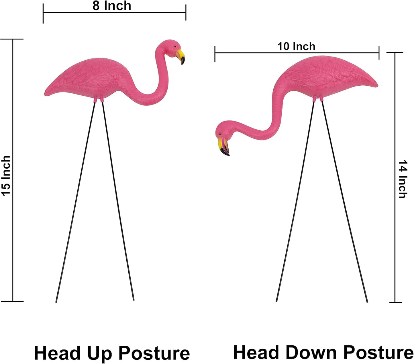 GiftExpress Pink Flamingos Yard Decorations - 2 Pack Small 14" Tall Plastic Flamingo Statue w/Metal Stakes - Lawn Ornaments & Garden Decor for Outdoor Parties