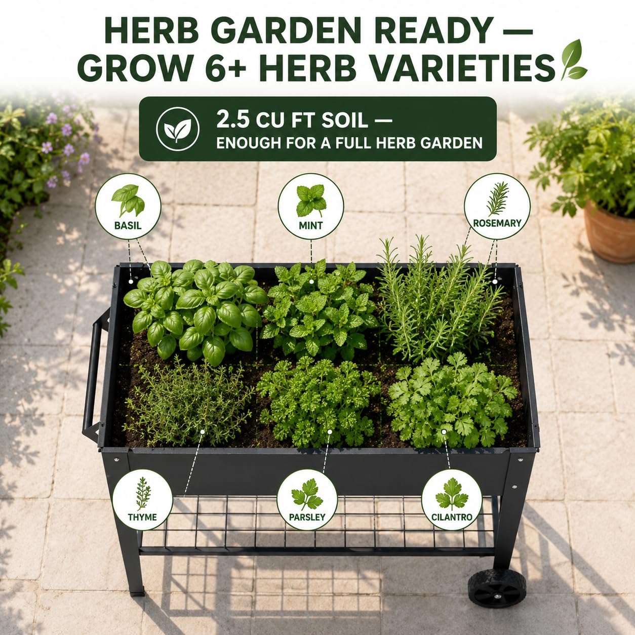 LEETOLLA Elevate 32" Raised Garden Bed with Wheels
