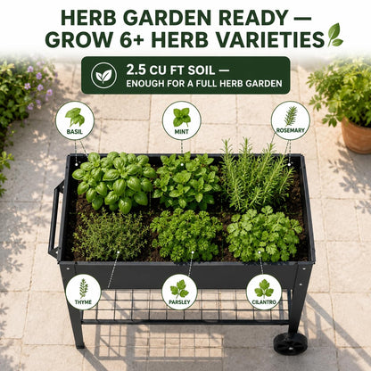 LEETOLLA Elevate 32" Raised Garden Bed with Wheels