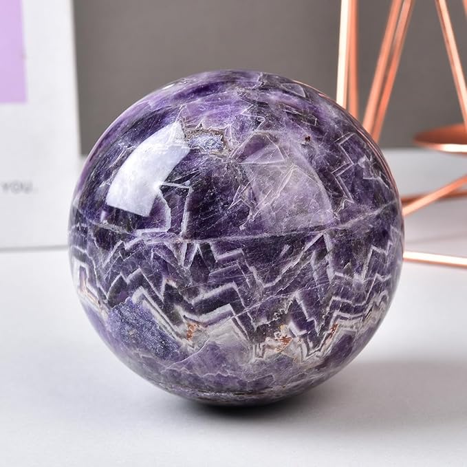 Dream Amethyst Crystal Ball with Stand Large Healing Crystals Sphere for Meditation, Divination