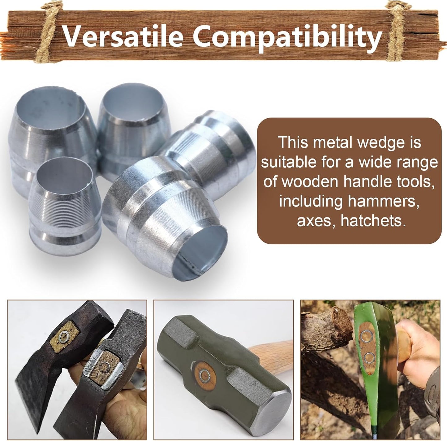 42 PCS Round Axe Handle Wedge Safety Handle Metal Wedge Hammer Handle Wedges Steel Wedge Kit for Axe Hammer Sledge (0.31/0.39/0.47/0.55/0.63/0.71 Inch)