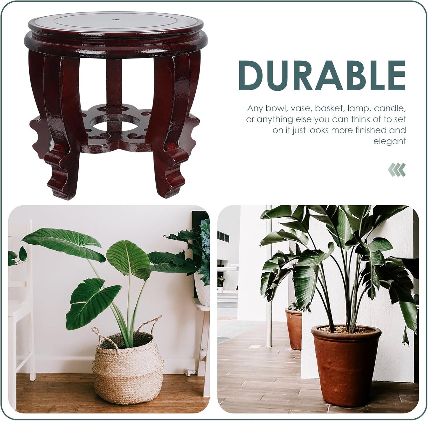 Hemoton Wooden Planter Stand Oriental Style Plant Stand Plant Holder Stool Chinese Display Pedestal Fishbowl Vase Aquarium Table Lamp Teapot Stand for Home Patio