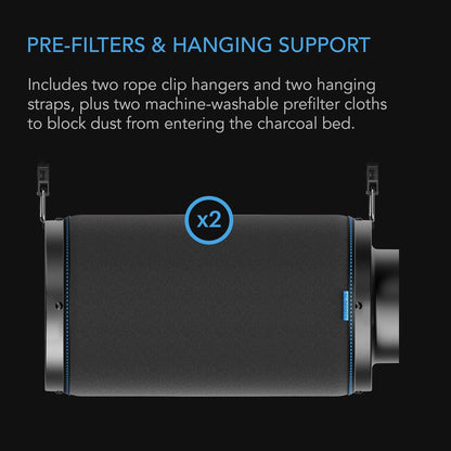 AC Infinity Air Carbon Filter 4" with Premium Australian Virgin Charcoal, for Inline Duct Fan, Odor Control, Hydroponics, Grow Rooms