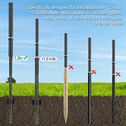 T Post Driver - Fence Post Driver Heavy Duty, Black Post Pounder for 1.2" Metal U Posts, T Posts, Garden Fence