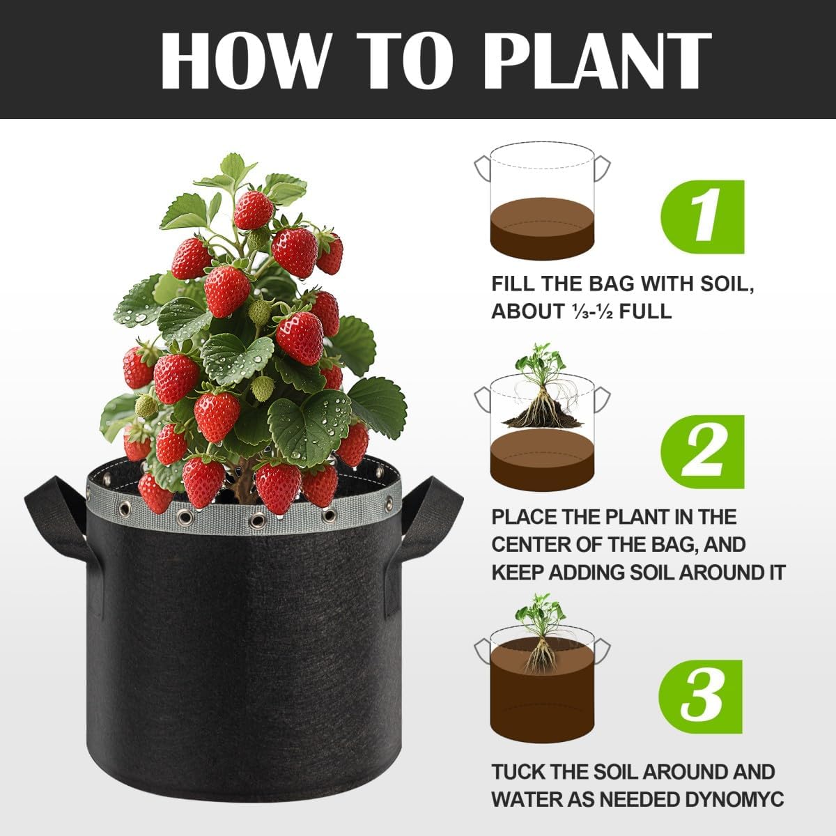 5 Gallon Grow Bags 6 Pack,Fabric Pots 5 Gallon for Healthy Plant Growth - Durable and Reusable Garden Bags to Grow Vegetables,Fruits,and Flowers