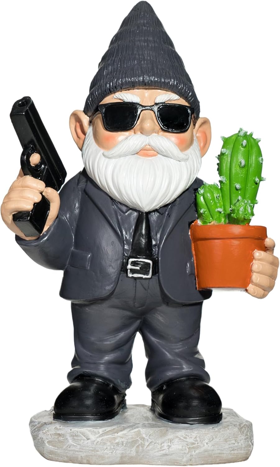 Gnome Decoration for Garden & Home - Professional Hitman Look Statue, Léon Inspired 8.7 Inch Resin Decor, Unique Outdoor Gift for Women/Men