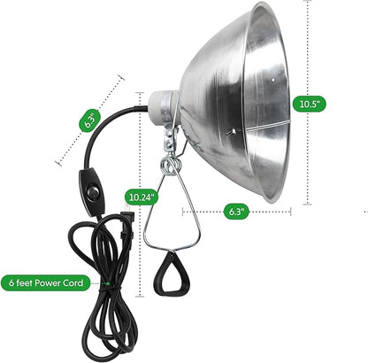 Simple Deluxe 10.5" 1-Pack Clamp Light, 250 Watt E26 Socket (Bulb Not Included), Aluminum Reflector and Ceramic Base, 6 FT 18/2 SJT Cord
