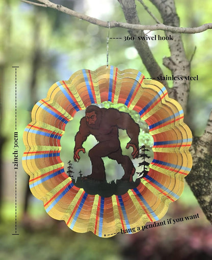 Bigfoot Wind Spinner Outdoor Mental Kinetic Wind Spinner for Garden Yard Decor Bigfoot Sasquatch Gifts Hanging Lawn Ornaments Wind Sculpture Wind Catcher with 3D Visual Effect (12''-1pc, Bigfoot)