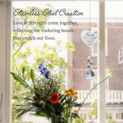 Memorial Crystal Suncatcher,Loss of Best Friend Sympathy Gifts,Friend Memorial Gifts,Hanging Crystals Ornament for Window Rainbow Maker Prisms Home Decor Gift