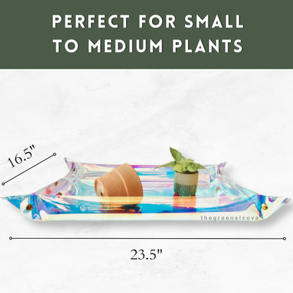 Plant Repotting Mat for Indoor Outdoor Gardening, Holographic Roll Out Potting Mat Tarp - Gifts for Plant Lovers Women (Blue)