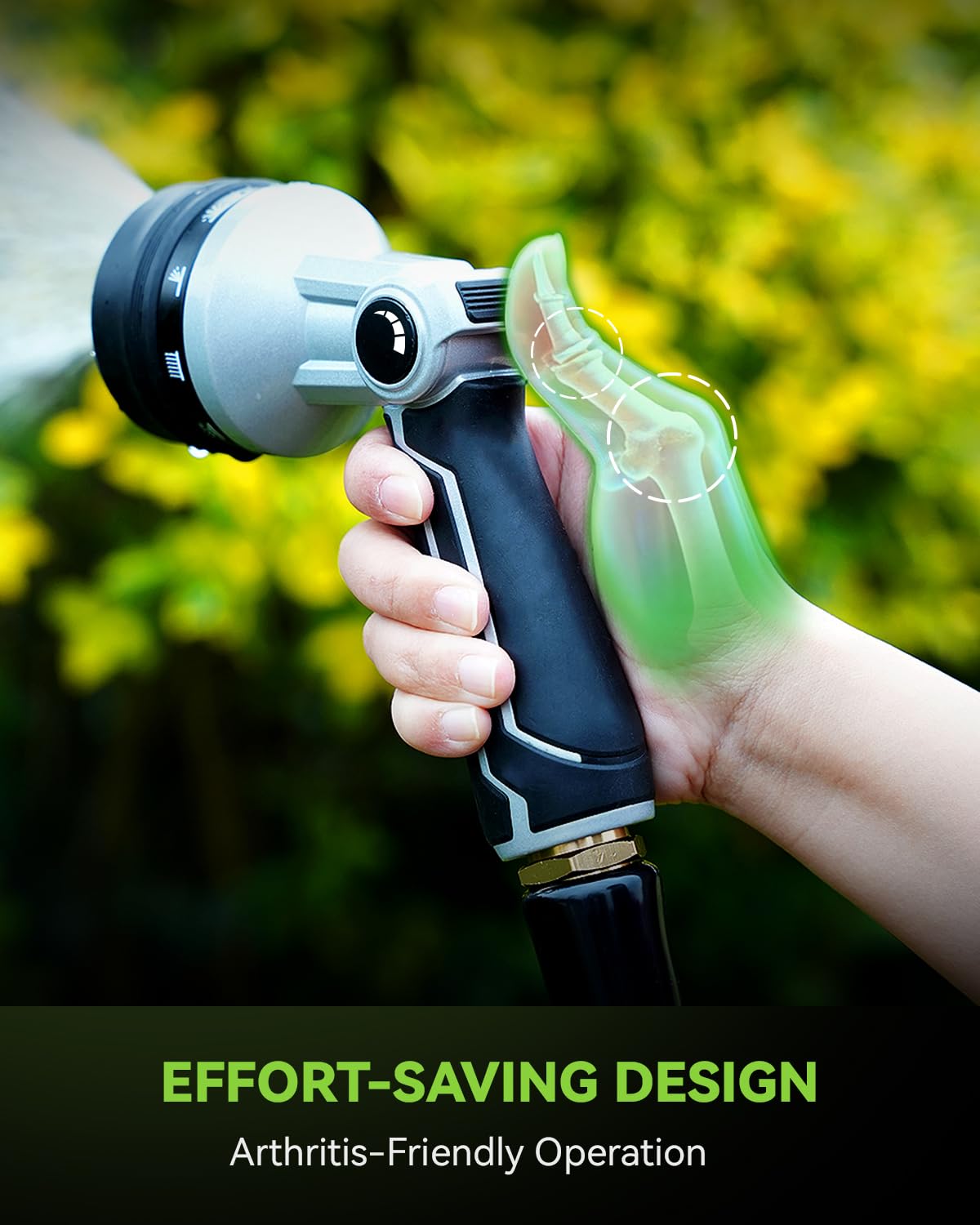 RAINPOINT Full-Metal Garden Hose Nozzle, Heavy Duty Water Hose Nozzle Sprayer With 10 Adjustable