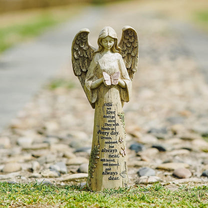 DUSVALLY 10" H Resin Angel Statue, Garden Figurine Outdoor Decoration Waterproof Sculpture for Yard Lawn Porch, Healing Gift