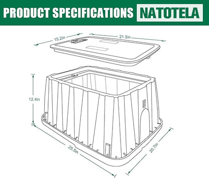 Durable PP Valve Box-2 Sets 19x14 In Jumbo Sprinkler Valve Boxes with Lockable Cover,Plastic Rectangular Irrigation Valve Box Overlapping Cover for Garden Yard Outdoor Lawn Grassland Inground