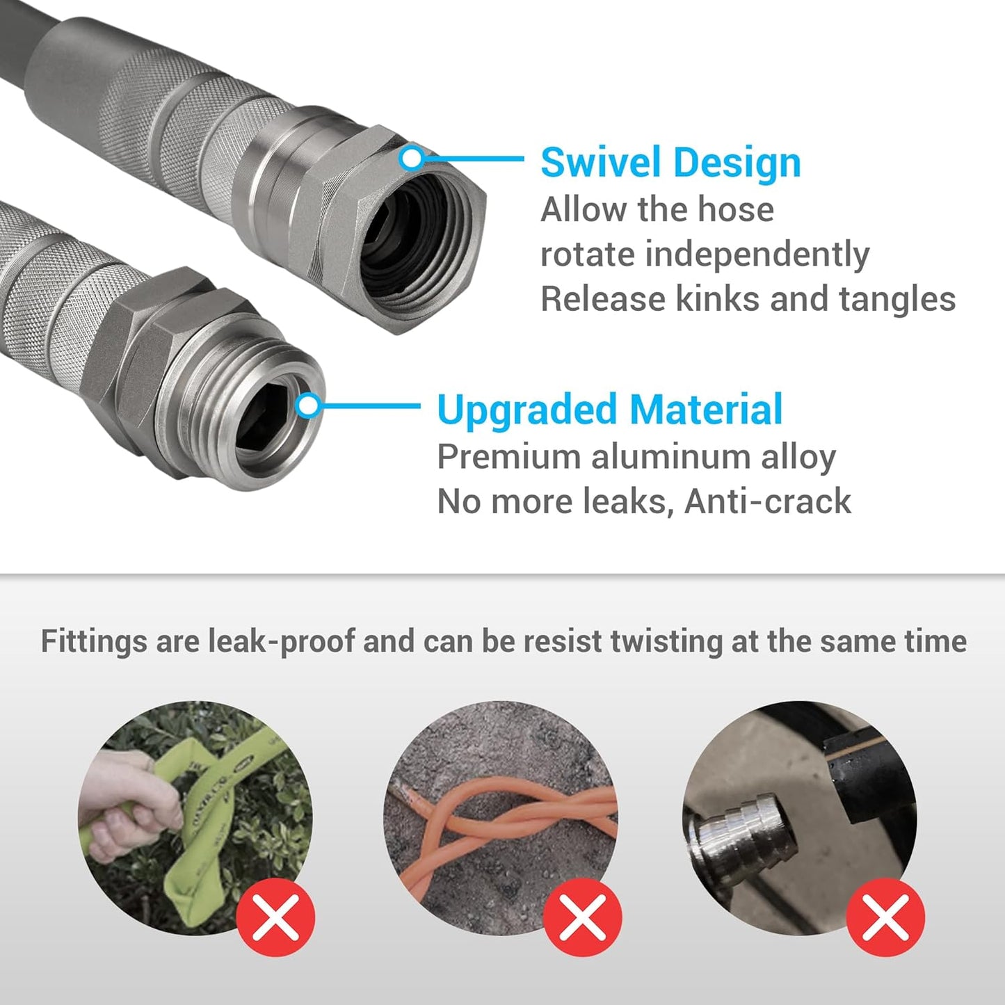 TheFitLife Garden Hose 100 FT - 100FT Water Hose with Nozzle and Metal Fittings, High Pressure 100 Feet x 1/2" Outdoor Hose for Reel Cart, Sprinkler, Easy Storage, Leak Proof (100FT)