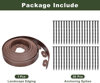 uxcell Landscape Edging, 1Pcs 40FT x 2" - No Dig Garden Edging Kit with 36 Stakes, Landscape Edging Border for Garden Lawn Flower Bed Yard Grass (Coffee)