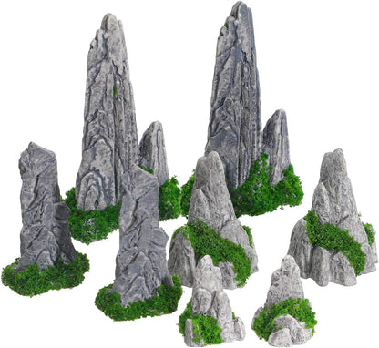 Mipcase Mini Zen Garden Accessories 8pcs Resin Mountain Decor Figures Mini Zen Garden Decor for Micro Landscape Craft Decorations