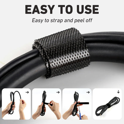82ft 3/4 inch Fastening Cable Ties, Hitotsu Reusable Hook and Loop Roll, Self-Gripping Bundling Strips for Cord Manage,Home, Office, Electrical Cords, Host Room, Black