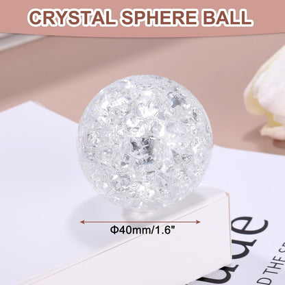 uxcell 40mm/1.6" Crystal Sphere Ball Ice Cracked Glass Solid Decorative Sphere Crystal Ball Prop Ornament for Feng Shui Divination Fortune Telling Tabletop Fountain Decoration, Clear