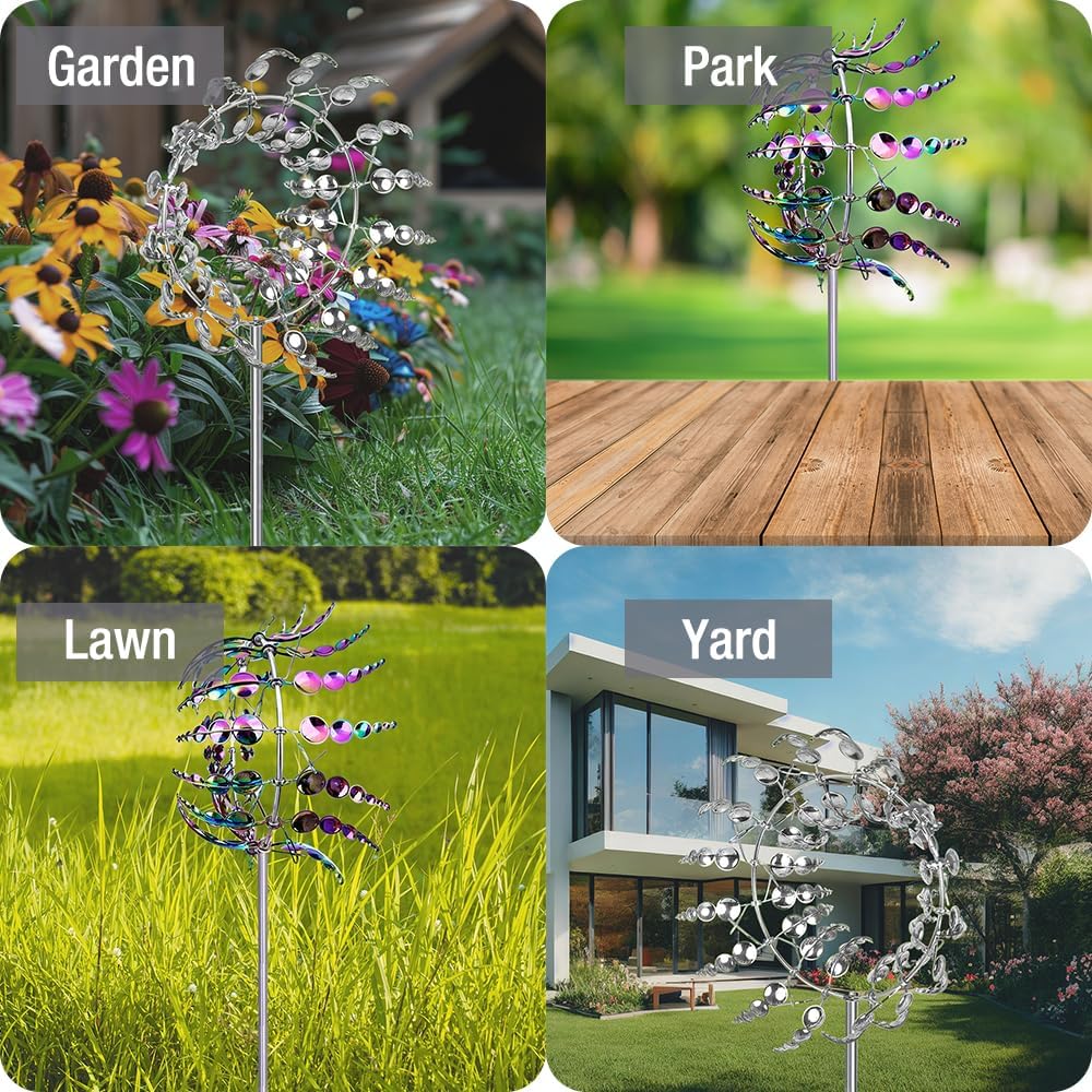 Wind Spinner，3D Patio and Garden Decor Outdoor Art Outside Decorations，Lawn Art Kinetic Windmill Craft Decorative Gift Women Mom Grandma Wife (Colorful)