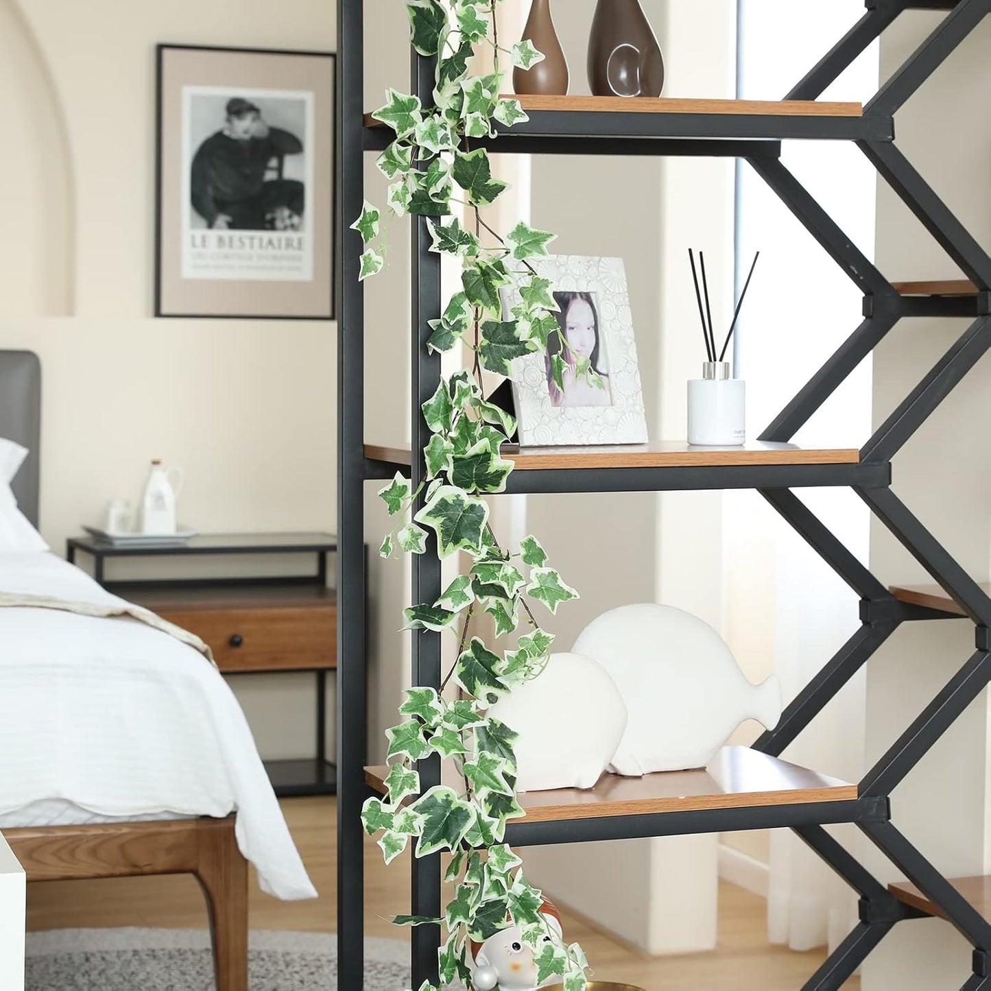 3 Strands Odorless Artificial Ivy Vines Kit, 71" Silk Ivy Garland with Green Leaves, Fake Hanging Plants Greenery Decoration for Bedroom, Windows, Walls, Wedding, Outdoor Decor