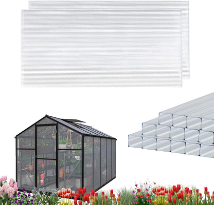 20 Pieces Set 4.4' (L) X 2' (W) Polycarbonate Greenhouse Panels, Twin-Wall Roof Panels Waterproof UV Protected Corrugated Plastic for Greenhouse, Plant Stand Roof