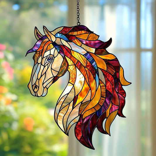 Colorful Horse Exotic Acrylic Suncatcher Stained Glass Effect Window Car Hanging Christmas Ornament