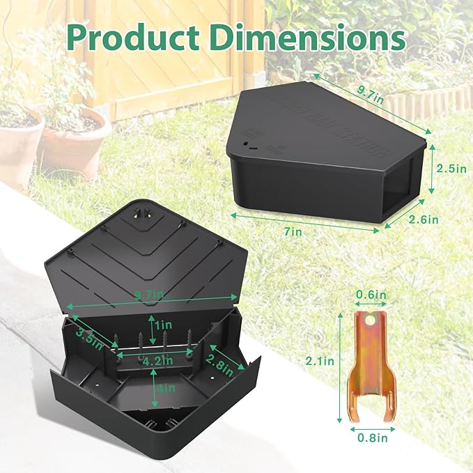Rat Station Box with Keys, 6 Pack Rodent Station Keeps Rats Away, Keeps Children and Pets Safe, Key Unlocking, Reusable & Long-Lasting, Indoor & Outdoor