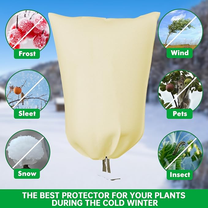 Plant Covers Freeze Protection, 72" X 85" Frost Cloths for Outdoor Plants, 2 Packs Frost Blankets for Outdoor Plants, Frost Cover with Zipper Drawstring | Plant Covers for Winter