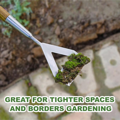 Haliaeetus Women's Dutch Hoe, 51'' Long Handle Dutch Hoe Weeder for Standing to Remove Weeds, Stainless Steel Push Pull Weeder for Weeding in Between Seedlings, Removal of Moss and Soil Loosening