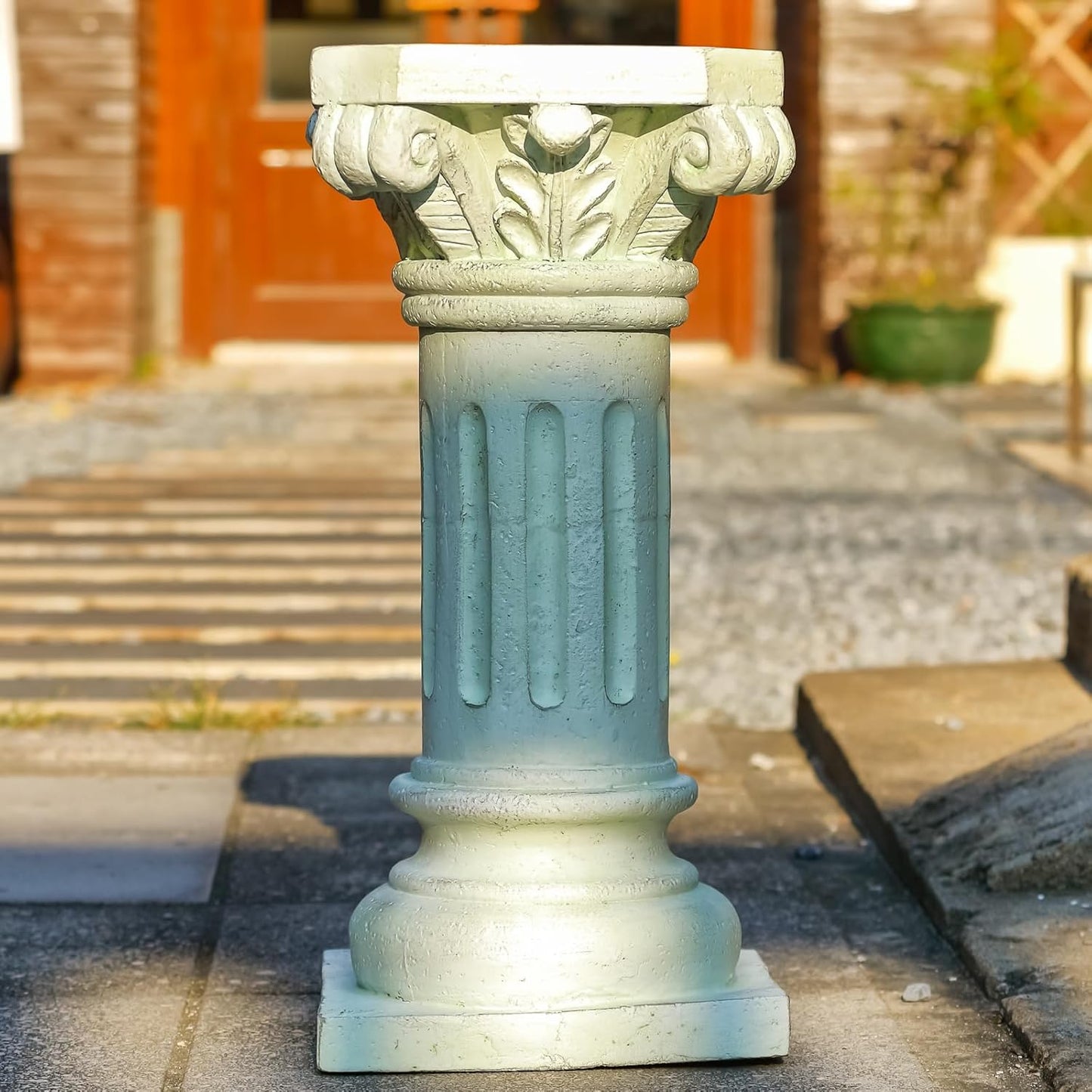 26" Tall Roman Column Pedestal Stand - Heavy Duty Magnesium Oxide Garden Pedestal for Statues, Weatherproof Outdoor Pillar for Sculptures – Sturdiness Plinth Base Statue Riser