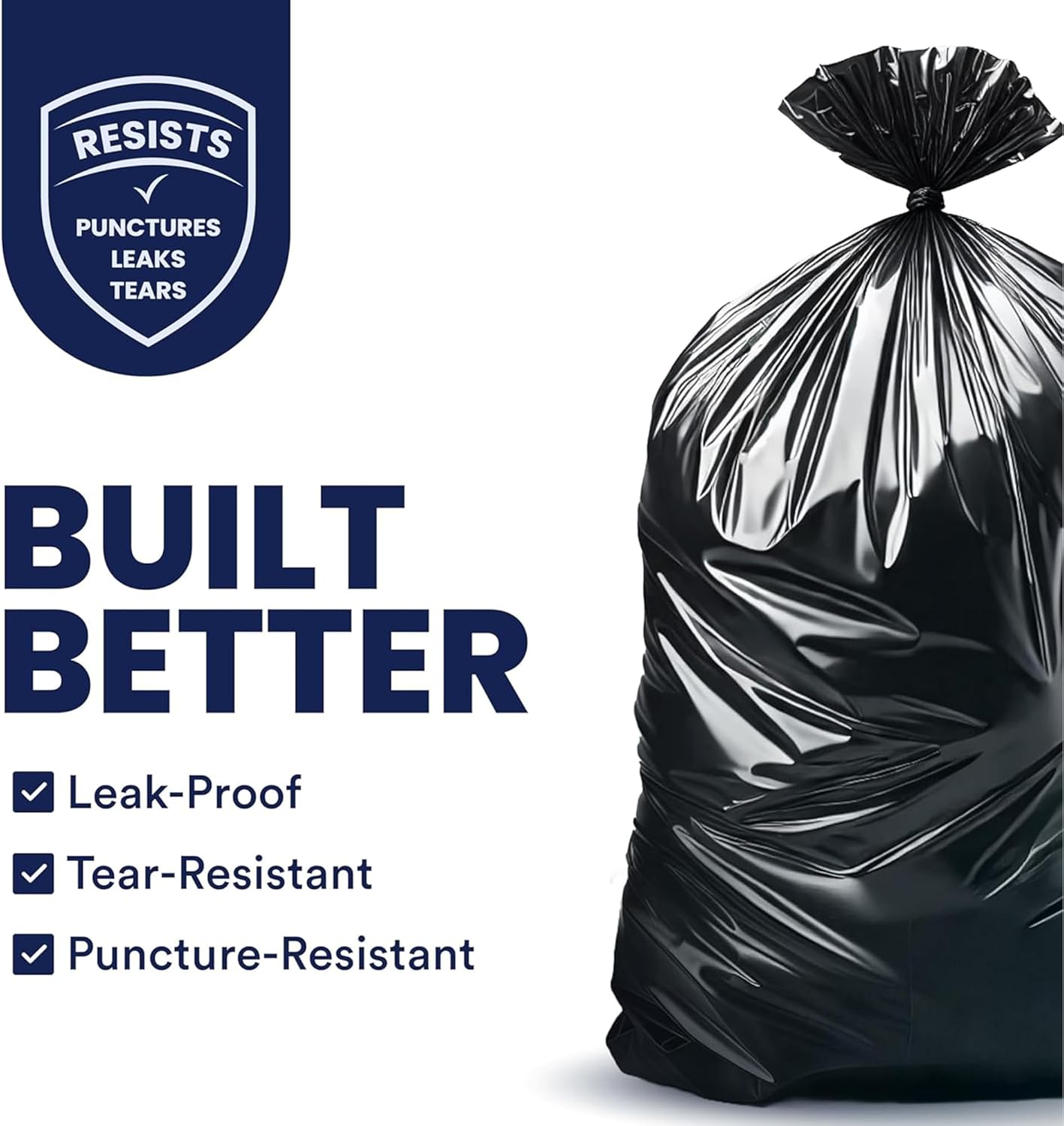 Plasticplace 55-60 Gallon Trash Bags, Heavy Duty Black Garbage Bags, 100 Count for Lawn, Yard, and Outdoor Waste Disposal, Ideal for Industrial Trash Cans, Contractors, and Home Improvement Projects