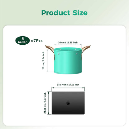 7 Pcs 5 Gallon Potato Grow Bag, PE Garden pots Plant Grow Bag with Branch-Binding Holes and Drain holefor for Vegetables, Strawberries, Flowers