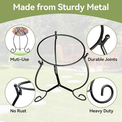 Lily's Home Metal Gazing Ball Stand for 8-10 inch Metal and Glass Garden Gazing Globes. Black.